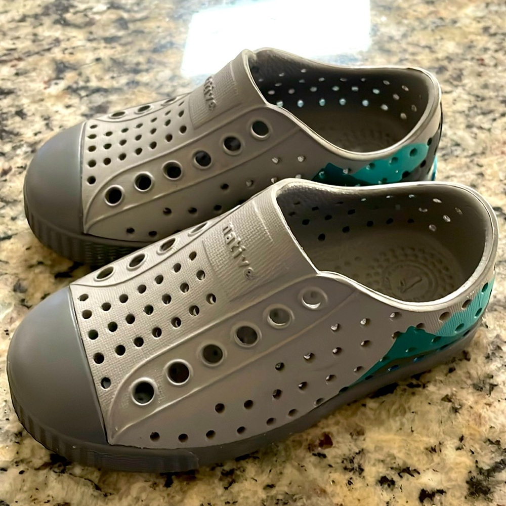 Native Shoes Kids Gray and Teal Slip-On